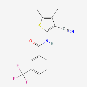 molecular formula C15H11F3N2OS B2847743 N-(3-cyano-4,5-dimethylthiophen-2-yl)-3-(trifluoromethyl)benzamide CAS No. 752230-38-9