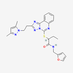 2-[[2-[2-(3,5-dimethylpyrazol-1-yl)ethyl]-[1,2,4]triazolo[1,5-c]quinazolin-5-yl]sulfanyl]-N-(furan-2-ylmethyl)butanamide