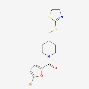 (5-Bromofuran-2-yl)(4-(((4,5-dihydrothiazol-2-yl)thio)methyl)piperidin-1-yl)methanone