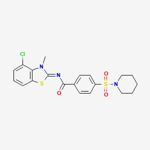 molecular formula C20H20ClN3O3S2 B2847827 N-[(2E)-4-chloro-3-methyl-2,3-dihydro-1,3-benzothiazol-2-ylidene]-4-(piperidine-1-sulfonyl)benzamide CAS No. 850911-09-0
