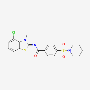 molecular formula C20H20ClN3O3S2 B2847827 N-(4-chloro-3-methyl-1,3-benzothiazol-2-ylidene)-4-piperidin-1-ylsulfonylbenzamide CAS No. 850911-09-0