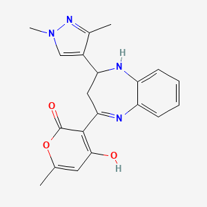 3-(2-(1,3-dimethyl-1H-pyrazol-4-yl)-2,3-dihydro-1H-benzo[b][1,4]diazepin-4-yl)-4-hydroxy-6-methyl-2H-pyran-2-one