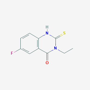 molecular formula C10H9FN2OS B2847837 3-Ethyl-6-fluoro-2-sulfanyl-3,4-dihydroquinazolin-4-one CAS No. 926263-12-9