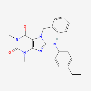 molecular formula C22H23N5O2 B2847841 7-Benzyl-8-(4-ethylanilino)-1,3-dimethylpurine-2,6-dione CAS No. 682775-91-3