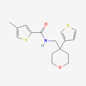 molecular formula C16H19NO2S2 B2847843 4-methyl-N-((4-(thiophen-3-yl)tetrahydro-2H-pyran-4-yl)methyl)thiophene-2-carboxamide CAS No. 2309602-79-5