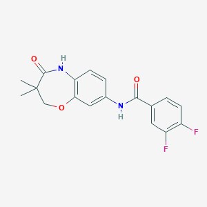 molecular formula C18H16F2N2O3 B2847846 N-(3,3-dimethyl-4-oxo-2,3,4,5-tetrahydrobenzo[b][1,4]oxazepin-8-yl)-3,4-difluorobenzamide CAS No. 921810-98-2