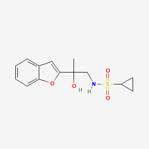 molecular formula C14H17NO4S B2847851 N-[2-(1-benzofuran-2-yl)-2-hydroxypropyl]cyclopropanesulfonamide CAS No. 2034546-01-3
