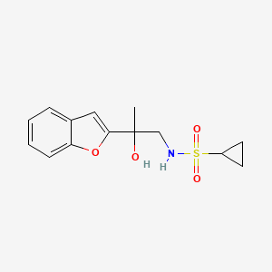 molecular formula C14H17NO4S B2847851 N-(2-(benzofuran-2-yl)-2-hydroxypropyl)cyclopropanesulfonamide CAS No. 2034546-01-3