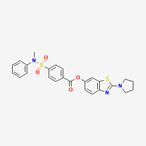 molecular formula C25H23N3O4S2 B2847860 2-(pyrrolidin-1-yl)benzo[d]thiazol-6-yl 4-(N-methyl-N-phenylsulfamoyl)benzoate CAS No. 941995-29-5