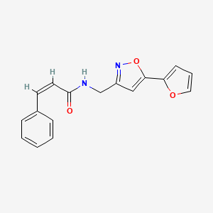 molecular formula C17H14N2O3 B2847871 (Z)-N-((5-(furan-2-yl)isoxazol-3-yl)methyl)-3-phenylacrylamide CAS No. 1105241-01-7