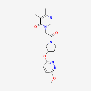 molecular formula C17H21N5O4 B2847881 3-(2-(3-((6-methoxypyridazin-3-yl)oxy)pyrrolidin-1-yl)-2-oxoethyl)-5,6-dimethylpyrimidin-4(3H)-one CAS No. 2034445-77-5