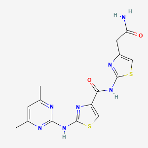 molecular formula C15H15N7O2S2 B2847885 N-(4-(2-amino-2-oxoethyl)thiazol-2-yl)-2-((4,6-dimethylpyrimidin-2-yl)amino)thiazole-4-carboxamide CAS No. 1251622-26-0