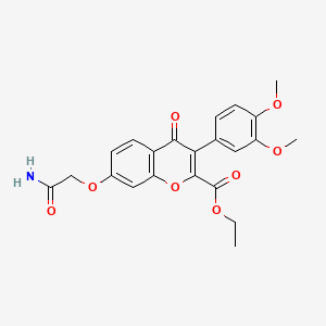 molecular formula C22H21NO8 B2847904 ethyl 7-(carbamoylmethoxy)-3-(3,4-dimethoxyphenyl)-4-oxo-4H-chromene-2-carboxylate CAS No. 610764-37-9