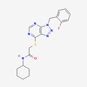 molecular formula C19H21FN6OS B2847911 N-cyclohexyl-2-((3-(2-fluorobenzyl)-3H-[1,2,3]triazolo[4,5-d]pyrimidin-7-yl)thio)acetamide CAS No. 863458-81-5