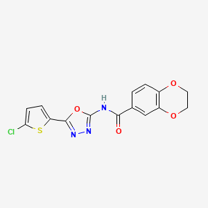 molecular formula C15H10ClN3O4S B2847913 N-[5-(5-chlorothiophen-2-yl)-1,3,4-oxadiazol-2-yl]-2,3-dihydro-1,4-benzodioxine-6-carboxamide CAS No. 865543-62-0