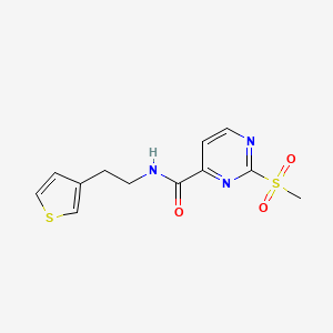 molecular formula C12H13N3O3S2 B2847922 2-methanesulfonyl-N-[2-(thiophen-3-yl)ethyl]pyrimidine-4-carboxamide CAS No. 2094522-57-1