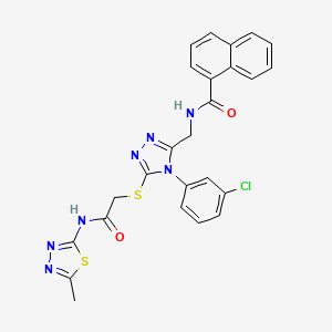 molecular formula C25H20ClN7O2S2 B2847923 N-((4-(3-chlorophenyl)-5-((2-((5-methyl-1,3,4-thiadiazol-2-yl)amino)-2-oxoethyl)thio)-4H-1,2,4-triazol-3-yl)methyl)-1-naphthamide CAS No. 391947-53-8