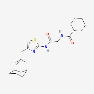 molecular formula C23H33N3O2S B2847925 N-{4-[(adamantan-1-yl)methyl]-1,3-thiazol-2-yl}-2-(cyclohexylformamido)acetamide CAS No. 433257-82-0