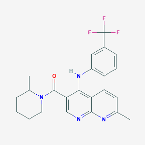 molecular formula C23H23F3N4O B2847926 (7-Methyl-4-((3-(trifluoromethyl)phenyl)amino)-1,8-naphthyridin-3-yl)(2-methylpiperidin-1-yl)methanone CAS No. 1251571-03-5