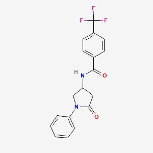 molecular formula C18H15F3N2O2 B2847931 N-(5-oxo-1-phenylpyrrolidin-3-yl)-4-(trifluoromethyl)benzamide CAS No. 905674-69-3