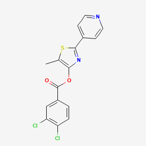 molecular formula C16H10Cl2N2O2S B2847941 5-Methyl-2-(4-pyridinyl)-1,3-thiazol-4-yl 3,4-dichlorobenzenecarboxylate CAS No. 338398-89-3