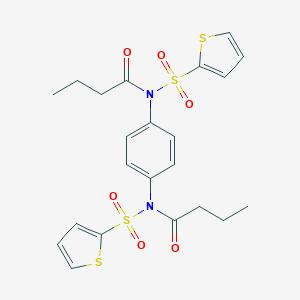 molecular formula C22H24N2O6S4 B284795 N-butyryl-N-{4-[butyryl(2-thienylsulfonyl)amino]phenyl}-2-thiophenesulfonamide 