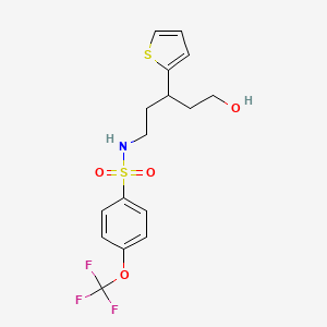 molecular formula C16H18F3NO4S2 B2847962 N-(5-hydroxy-3-(thiophen-2-yl)pentyl)-4-(trifluoromethoxy)benzenesulfonamide CAS No. 2034242-03-8