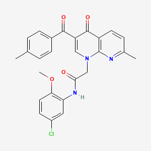 molecular formula C26H22ClN3O4 B2847984 N-(5-chloro-2-methoxyphenyl)-2-[7-methyl-3-(4-methylbenzoyl)-4-oxo-1,4-dihydro-1,8-naphthyridin-1-yl]acetamide CAS No. 894908-45-3