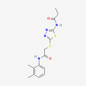 molecular formula C15H18N4O2S2 B2848017 N-(5-((2-((2,3-dimethylphenyl)amino)-2-oxoethyl)thio)-1,3,4-thiadiazol-2-yl)propionamide CAS No. 392294-12-1