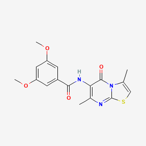 molecular formula C17H17N3O4S B2848026 N-{3,7-dimethyl-5-oxo-5H-[1,3]thiazolo[3,2-a]pyrimidin-6-yl}-3,5-dimethoxybenzamide CAS No. 946305-75-5