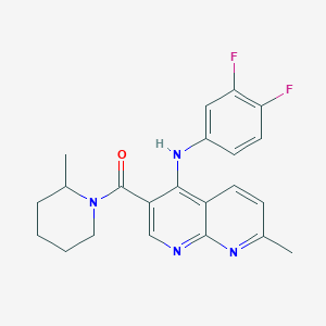 molecular formula C22H22F2N4O B2848076 N-(3,4-difluorophenyl)-7-methyl-3-(2-methylpiperidine-1-carbonyl)-1,8-naphthyridin-4-amine CAS No. 1251628-42-8
