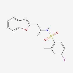 molecular formula C18H18FNO3S B2848096 N-(1-(benzofuran-2-yl)propan-2-yl)-4-fluoro-2-methylbenzenesulfonamide CAS No. 2034380-66-8