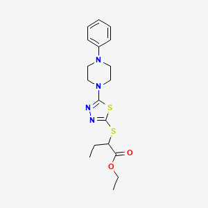 molecular formula C18H24N4O2S2 B2848136 Ethyl 2-((5-(4-phenylpiperazin-1-yl)-1,3,4-thiadiazol-2-yl)thio)butanoate CAS No. 1105226-05-8