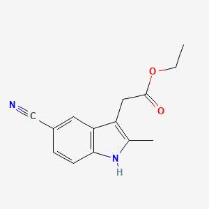molecular formula C14H14N2O2 B2848141 ethyl 2-(5-cyano-2-methyl-1H-indol-3-yl)acetate CAS No. 1956340-83-2
