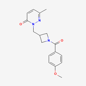 molecular formula C17H19N3O3 B2848143 2-[[1-(4-Methoxybenzoyl)azetidin-3-yl]methyl]-6-methylpyridazin-3-one CAS No. 2309190-41-6