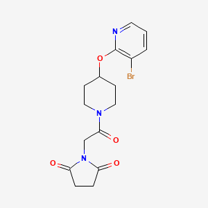 molecular formula C16H18BrN3O4 B2848153 1-(2-(4-((3-Bromopyridin-2-yl)oxy)piperidin-1-yl)-2-oxoethyl)pyrrolidine-2,5-dione CAS No. 1448069-73-5