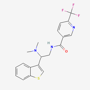 molecular formula C19H18F3N3OS B2848162 N-[2-(1-benzothiophen-3-yl)-2-(dimethylamino)ethyl]-6-(trifluoromethyl)pyridine-3-carboxamide CAS No. 2034569-85-0