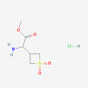 molecular formula C6H12ClNO4S B2848274 methyl2-amino-2-(1,1-dioxo-1lambda6-thietan-3-yl)acetatehydrochloride CAS No. 2470439-72-4