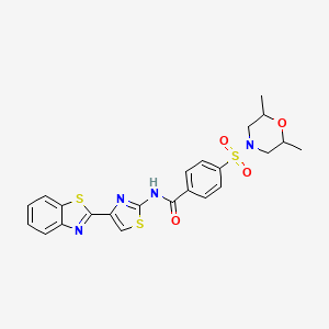 molecular formula C23H22N4O4S3 B2848282 N-(4-(benzo[d]thiazol-2-yl)thiazol-2-yl)-4-((2,6-dimethylmorpholino)sulfonyl)benzamide CAS No. 361172-93-2