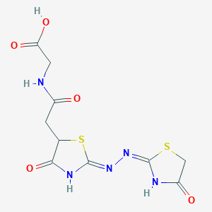 molecular formula C10H11N5O5S2 B2848303 N-({(2Z)-4-oxo-2-[(2E)-(4-oxo-1,3-thiazolidin-2-ylidene)hydrazinylidene]-1,3-thiazolidin-5-yl}acetyl)glycine CAS No. 637326-62-6