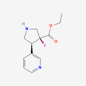 molecular formula C12H15FN2O2 B2848331 Ethyl (3S,4S)-3-fluoro-4-pyridin-3-ylpyrrolidine-3-carboxylate CAS No. 2413846-35-0