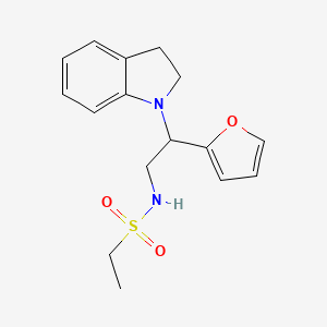 molecular formula C16H20N2O3S B2848335 N-(2-(furan-2-yl)-2-(indolin-1-yl)ethyl)ethanesulfonamide CAS No. 898432-81-0