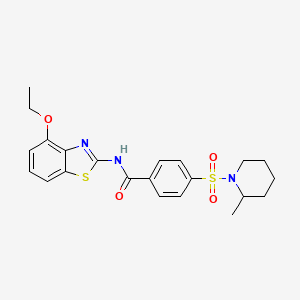 molecular formula C22H25N3O4S2 B2848342 N-(4-ethoxy-1,3-benzothiazol-2-yl)-4-[(2-methylpiperidin-1-yl)sulfonyl]benzamide CAS No. 501351-48-0