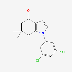 molecular formula C17H17Cl2NO B2848378 1-(3,5-Dichlorophenyl)-2,6,6-trimethyl-5,7-dihydroindol-4-one CAS No. 627836-66-2