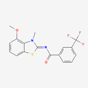 molecular formula C17H13F3N2O2S B2848379 N-[(2E)-4-methoxy-3-methyl-2,3-dihydro-1,3-benzothiazol-2-ylidene]-3-(trifluoromethyl)benzamide CAS No. 441291-47-0