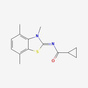 molecular formula C14H16N2OS B2848387 N-[(2Z)-3,4,7-trimethyl-2,3-dihydro-1,3-benzothiazol-2-ylidene]cyclopropanecarboxamide CAS No. 868370-07-4