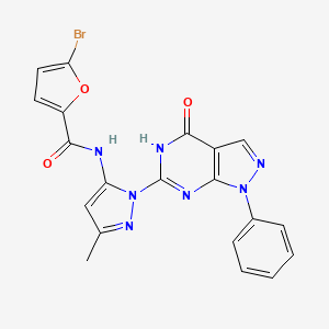 B2848394 5-bromo-N-(3-methyl-1-(4-oxo-1-phenyl-4,5-dihydro-1H-pyrazolo[3,4-d]pyrimidin-6-yl)-1H-pyrazol-5-yl)furan-2-carboxamide CAS No. 1019098-17-9