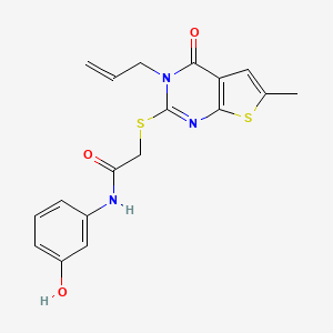 N-(3-hydroxyphenyl)-2-(6-methyl-4-oxo-3-prop-2-enylthieno[2,3-d]pyrimidin-2-yl)sulfanylacetamide