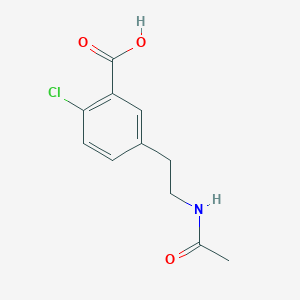 molecular formula C11H12ClNO3 B2848398 2-Chloro-5-(2-acetamidoethyl)benzoic acid CAS No. 2472672-04-9