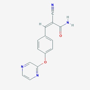 molecular formula C14H10N4O2 B2848432 (Z)-2-cyano-3-(4-pyrazin-2-yloxyphenyl)prop-2-enamide CAS No. 1436373-62-4